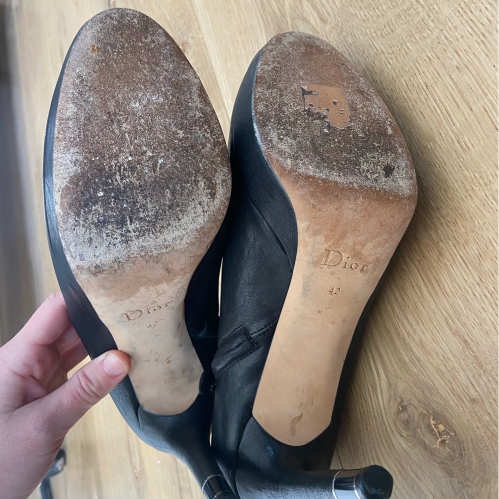 Christian Dior Black Leather Platform Ankle Booties | EU 42 (US 10) | Authentic - Picture 8 of 10